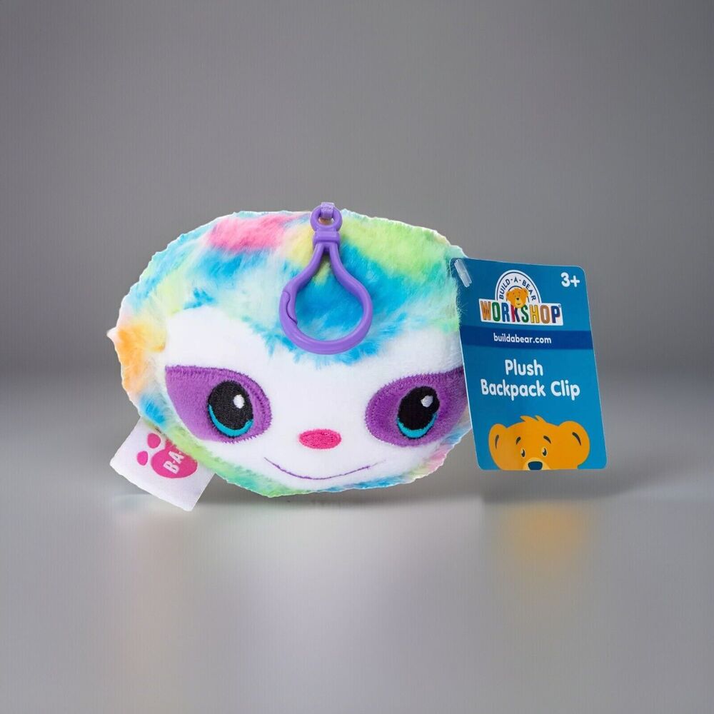 🔥Build A Bear 4" RAINBOW SLOTH Plush Backpack Clip On Keychain BNWT💥